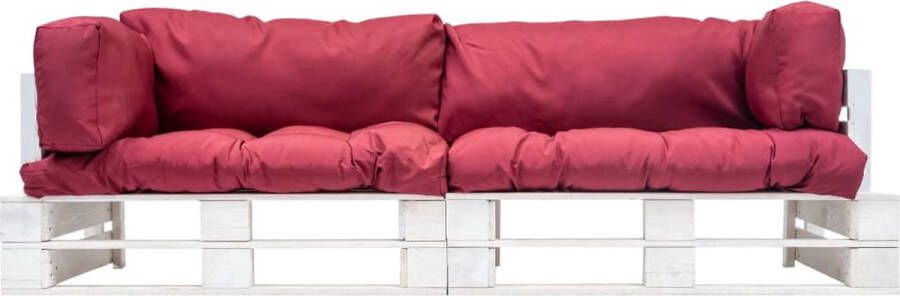 Dolce Vita La 2-delige Zitmeubel Sofa Zitbank Loungebank Hoekbank Relaxbank Loveseat Bankenset pallet met zandkleurige kussens grenenhout