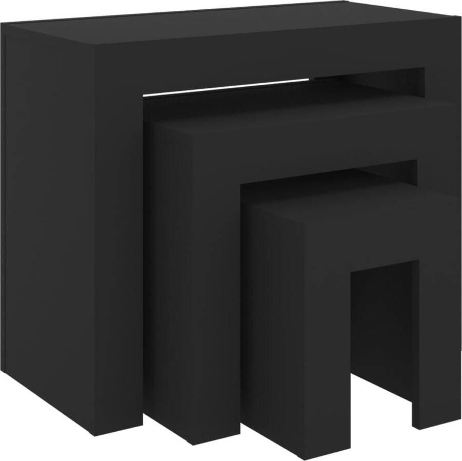 Dolce Vita La 3-delige Tafeltje Bijzettafel Accenttafel Multifunctionele tafel- Salontafel Koffietafel Lounge tafel Design tafel Woonkamertafel Tafelset spaanplaat zwart