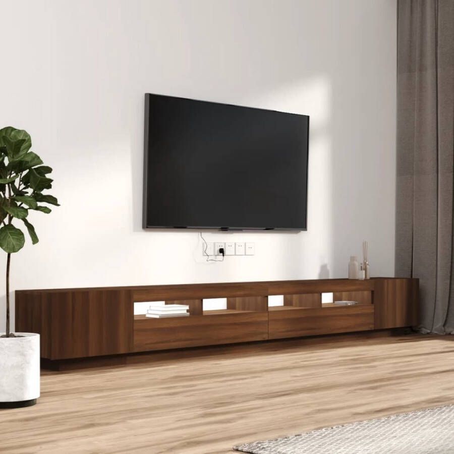 Dolce Vita La 3-delige Tv-kast Mediameubel Tv-standaard Tv-tafel Televisiemeubel Tv-opbergkastset met LED's bewerkt hout grijs sonoma eiken