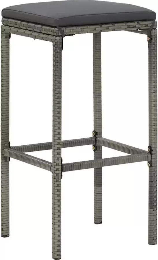 Prolenta Premium INFIORI Barkrukken met kussens 2 st poly rattan grijs