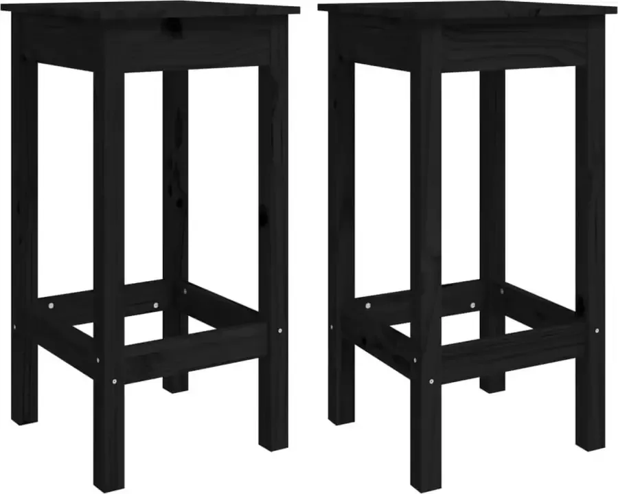 Dolce Vita La Barstoelen 2 st 40x40x78 cm massief grenenhout zwart