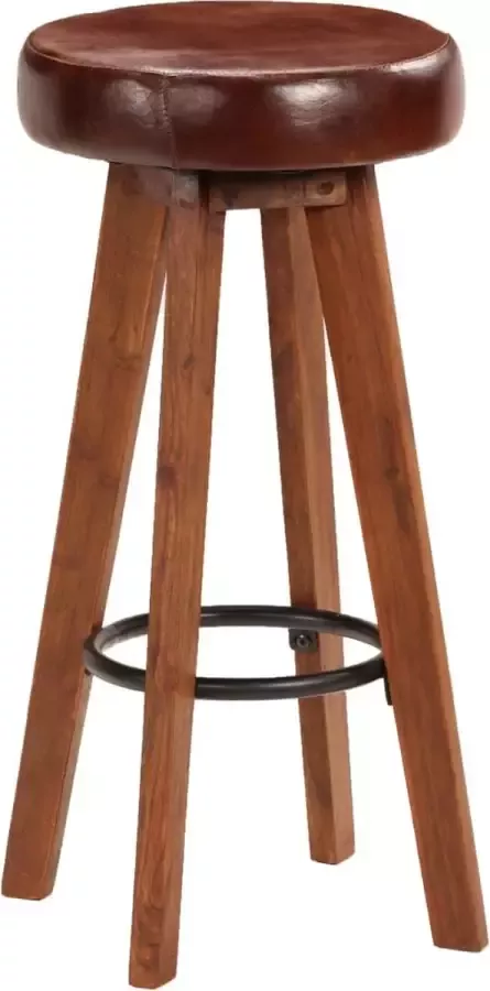 Dolce Vita La Barstoelen 2 st echt leer en massief acaciahout