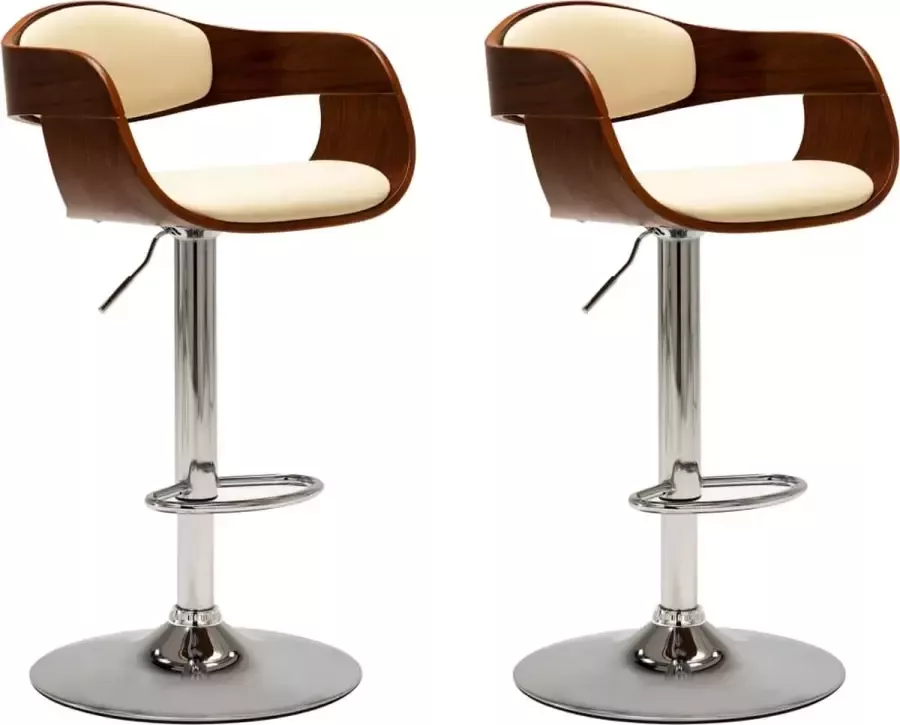 Dolce Vita La Barstoelen 2 st gebogen hout en kunstleer crème