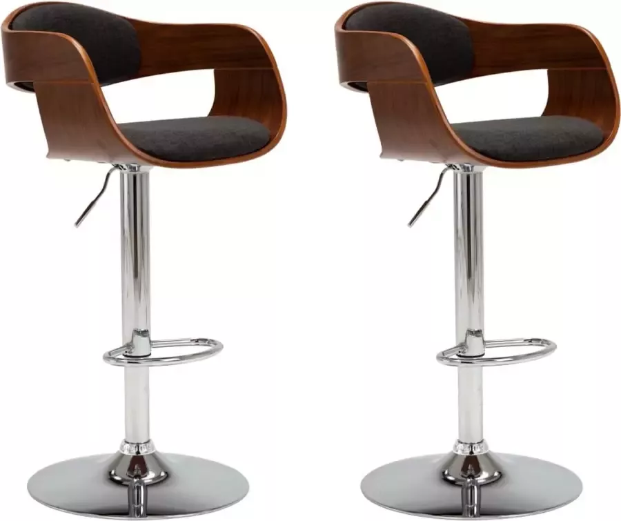 Dolce Vita La Barstoelen 2 st gebogen hout en stof grijs