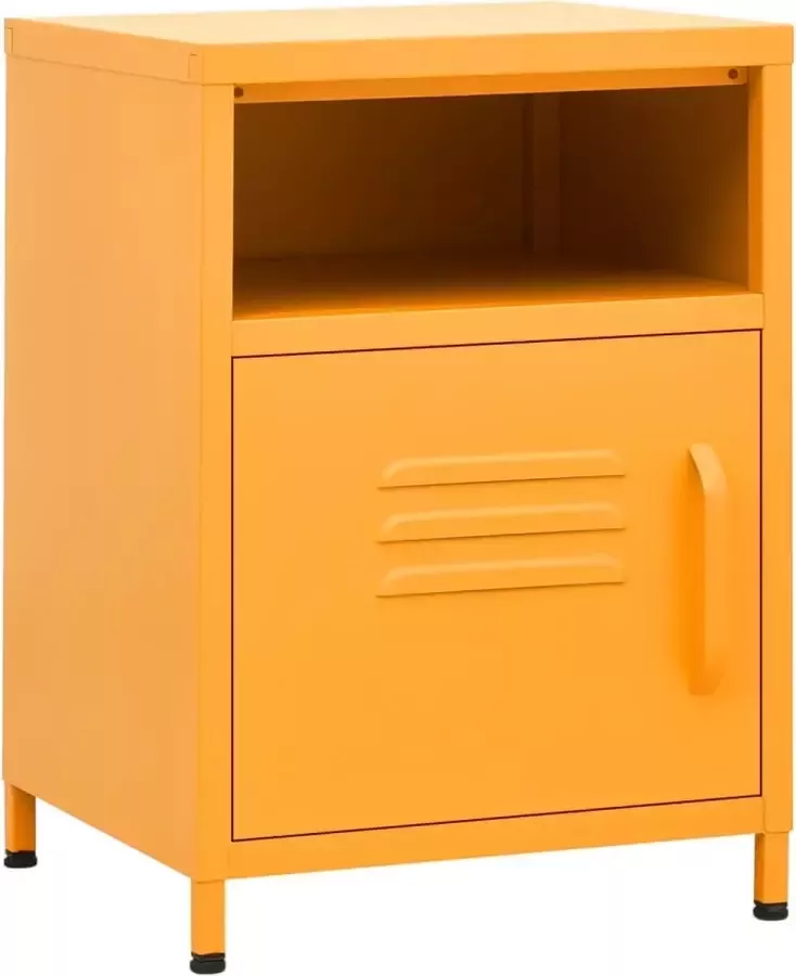 Dolce Vita La Bedkastjes Nachttafeltjes Nachtkasten Slaapkamerkastjes Bedzijtafels 2 st 35x35x51 cm staal mosterdgeel