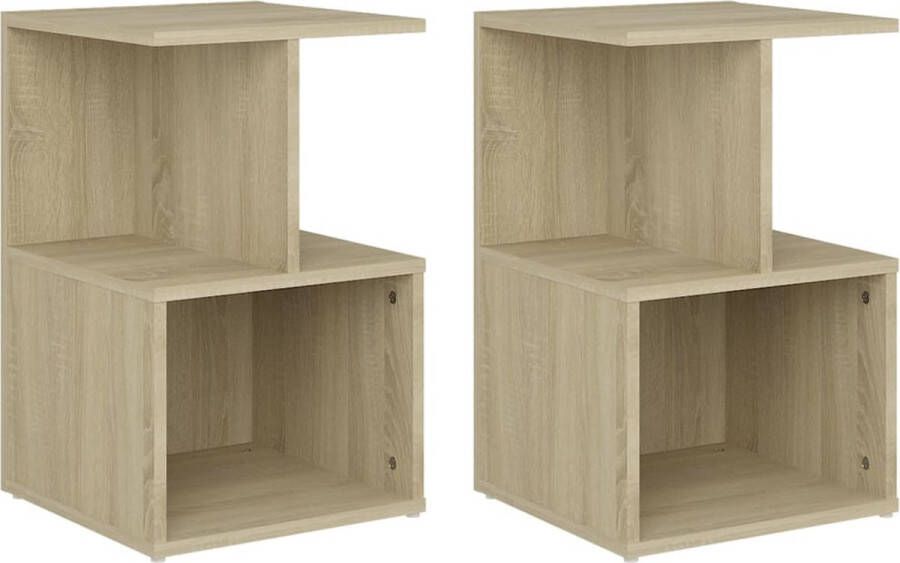 Dolce Vita La Bedkastjes Nachttafeltjes Nachtkasten Slaapkamerkastjes Bedzijtafels 2 st 35x35x55 cm spaanplaat sonoma eikenkleurig