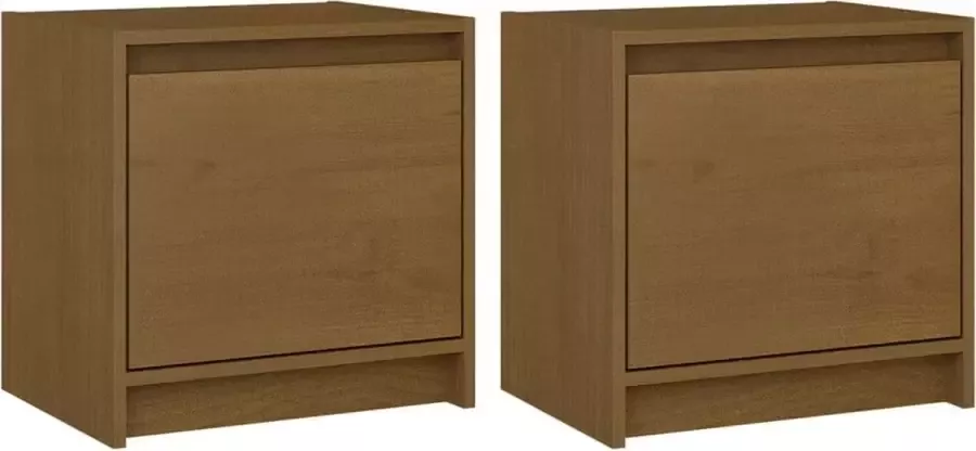 Dolce Vita La Bedkastjes Nachttafeltjes Nachtkasten Slaapkamerkastjes Bedzijtafels 2 st 40x30 5x40 cm massief grenenhout honingbruin