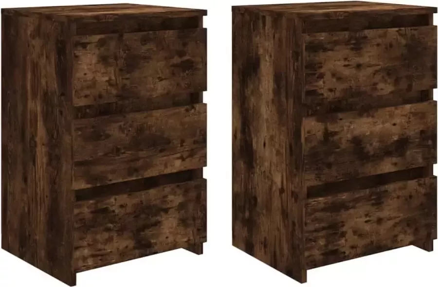 Dolce Vita La Bedkastjes Nachttafeltjes Nachtkasten Slaapkamerkastjes Bedzijtafels 2 st 40x35x62 5 cm bewerkt hout gerookt eikenkleur