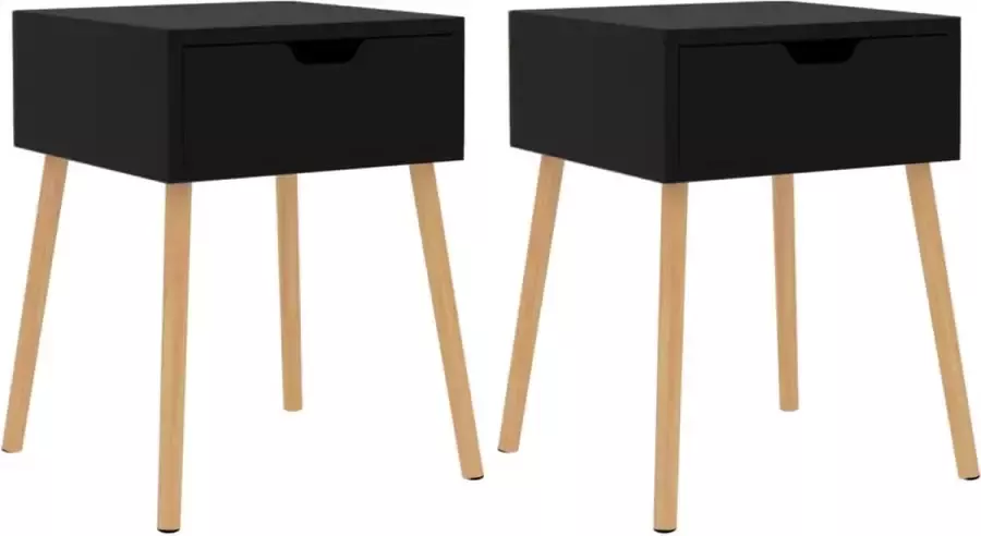Dolce Vita La Bedkastjes Nachttafeltjes Nachtkasten Slaapkamerkastjes Bedzijtafels 2 st 40x40x56 cm spaanplaat hoogglans zwart