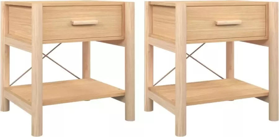 Dolce Vita La Bedkastjes Nachttafeltjes Nachtkasten Slaapkamerkastjes Bedzijtafels 2 st 42x38x45 cm bewerkt hout