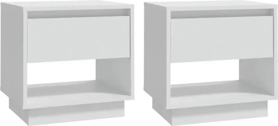 Dolce Vita La Bedkastjes Nachttafeltjes Nachtkasten Slaapkamerkastjes Bedzijtafels 2 st 45x34x44 cm spaanplaat wit