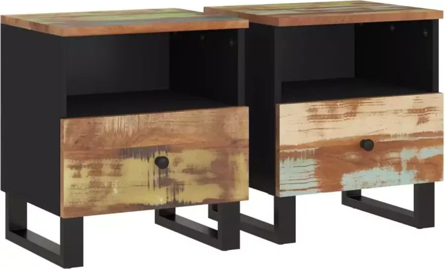 Dolce Vita La Bedkastjes Nachttafeltjes Nachtkasten Slaapkamerkastjes Bedzijtafels 2 st massief gerecycled hout en bewerkt hout
