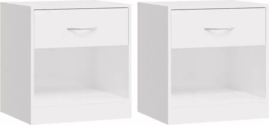 Dolce Vita La Bedkastjes Nachttafeltjes Nachtkasten Slaapkamerkastjes Bedzijtafels met lade 2 st hoogglans wit