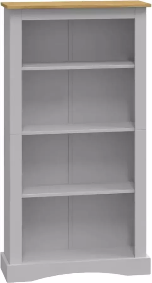 Dolce Vita La Boekenopberger Boekencollectie Boekenorganizer Boekenmuur Boekenkast 4 planken 81x29x150 cm grenenhout Corona-stijl grijs