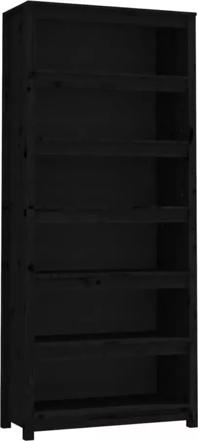 Dolce Vita La Boekenopberger Boekencollectie Boekenorganizer Boekenmuur Boekenkast 80x35x183 cm massief grenenhout zwart