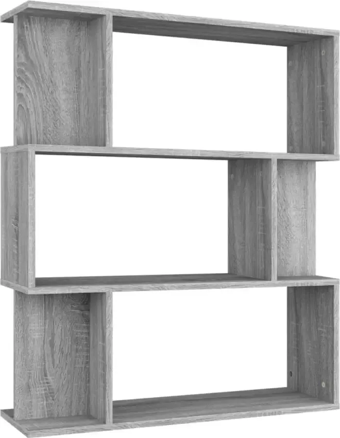 Dolce Vita La Boekenopberger Boekencollectie Boekenorganizer Boekenmuur Boekenkast kamerscherm 80x24x96 cm bewerkt hout grijs sonoma