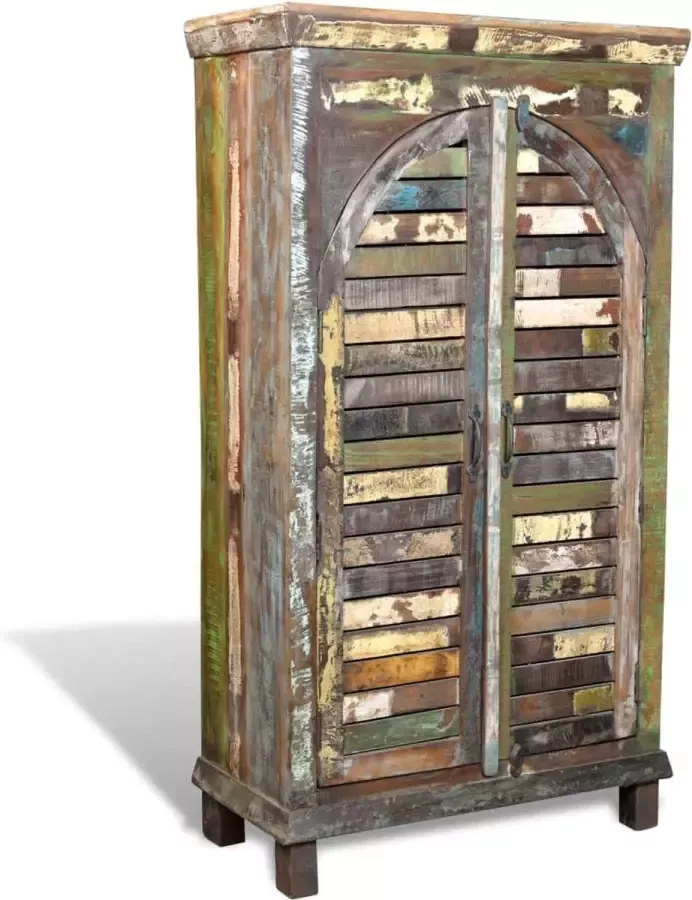 Dolce Vita La Boekenopberger Boekencollectie Boekenorganizer Boekenmuur Boekenkast met 3 schappen 2 deuren gerecycled hout meerkleurig