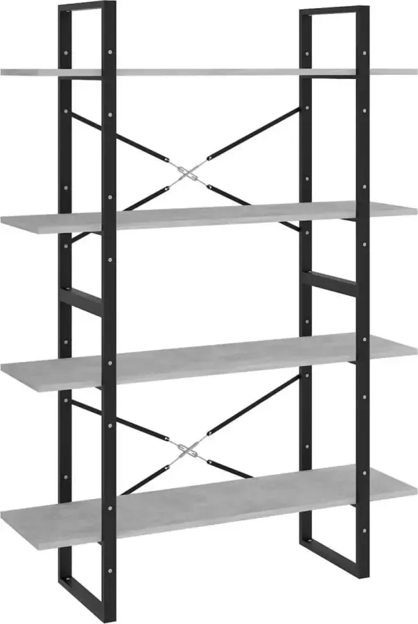 Dolce Vita La Boekenopberger Boekencollectie Boekenorganizer Boekenmuur Boekenkast met 4 schappen 100x30x140 cm spaanplaat betongrijs