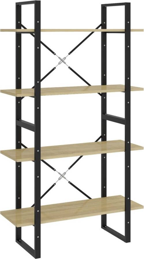 Dolce Vita La Boekenopberger Boekencollectie Boekenorganizer Boekenmuur Boekenkast met 4 schappen 80x30x180 cm massief acaciahout