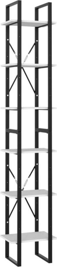 Dolce Vita La Boekenopberger Boekencollectie Boekenorganizer Boekenmuur Boekenkast met 6 schappen 40x30x210 cm bewerkt hout wit