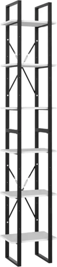 Dolce Vita La Boekenopberger Boekencollectie Boekenorganizer Boekenmuur Boekenkast met 6 schappen 40x30x210 cm bewerkt hout wit - Foto 1