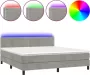 Dolce Vita La Boxspring met matras en LED fluweel lichtgrijs 180x200 cm - Thumbnail 2
