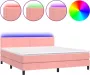 Dolce Vita La Boxspring met matras en LED fluweel roze 160x200 cm - Thumbnail 2