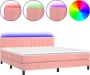 Dolce Vita La Boxspring met matras en LED fluweel roze 160x200 cm - Thumbnail 1