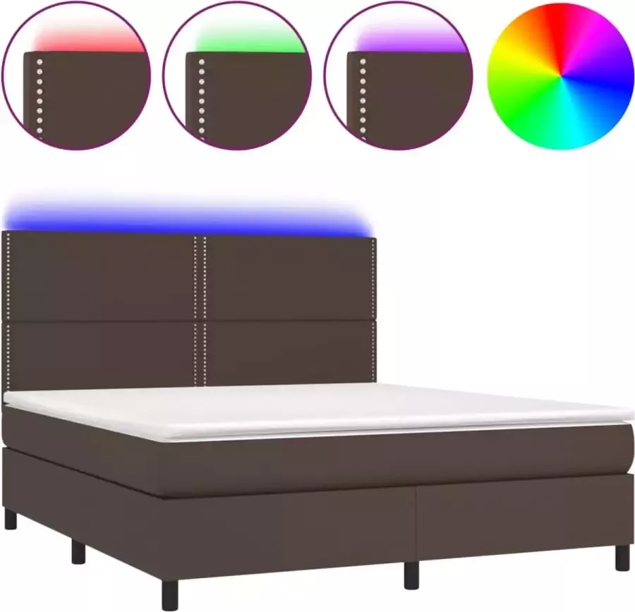 Dolce Vita La Boxspring met matras en LED kunstleer bruin 160x200 cm