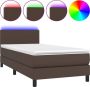 Dolce Vita La Boxspring met matras en LED kunstleer bruin 90x200 cm - Thumbnail 2