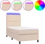 Dolce Vita La Boxspring met matras en LED kunstleer cappuccinokleur 90x200 cm - Thumbnail 1