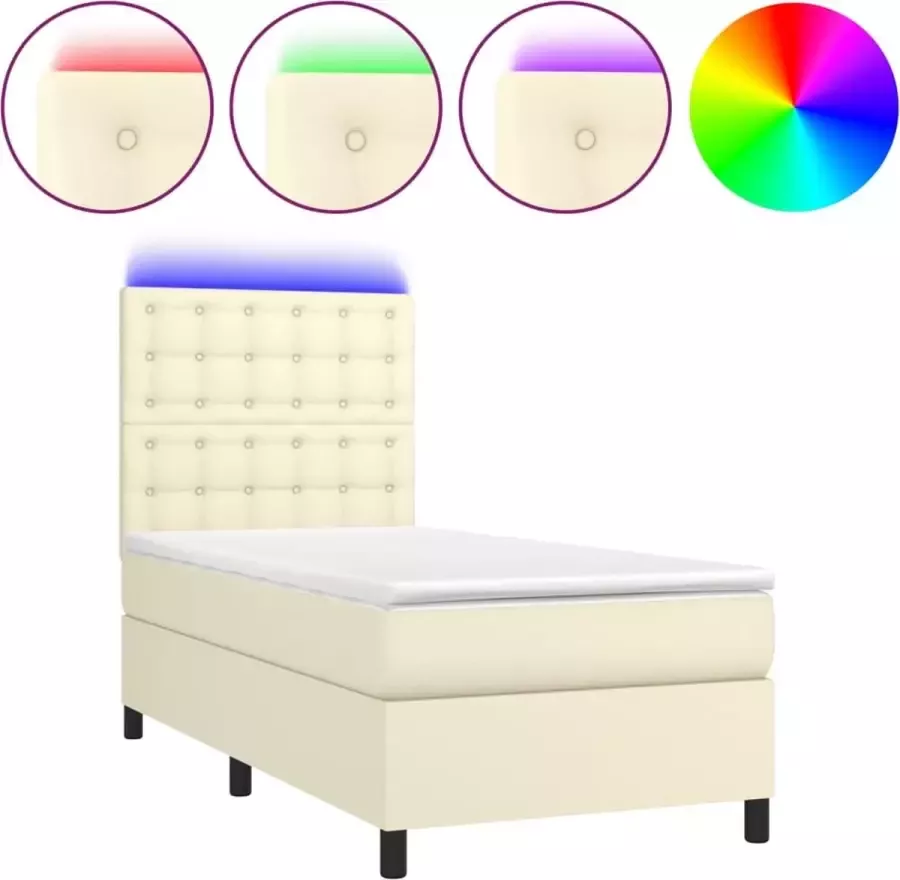 Dolce Vita La Boxspring met matras en LED kunstleer crèmekleurig 80x200 cm