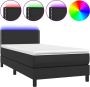 Dolce Vita La Boxspring met matras en LED kunstleer zwart 80x200 cm - Thumbnail 2