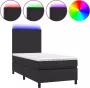 Dolce Vita La Boxspring met matras en LED kunstleer zwart 90x190 cm - Thumbnail 1