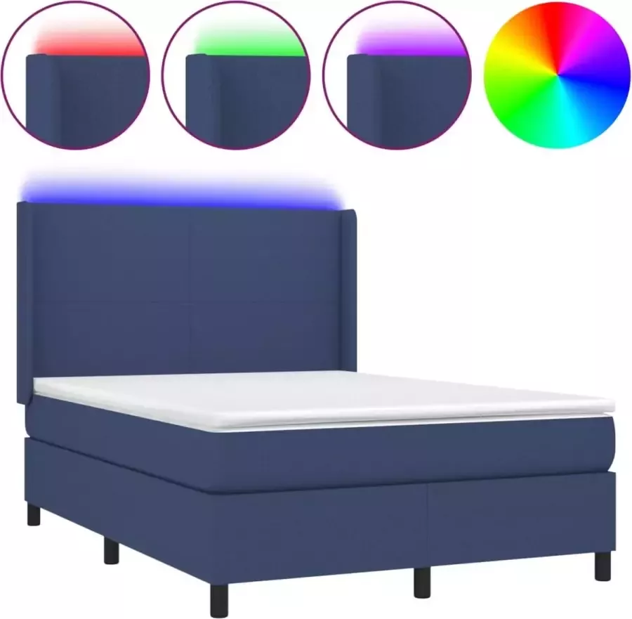 Dolce Vita La Boxspring met matras en LED stof blauw 140x190 cm
