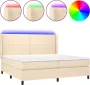 Dolce Vita La Boxspring met matras en LED stof crèmekleurig 200x200 cm - Thumbnail 1