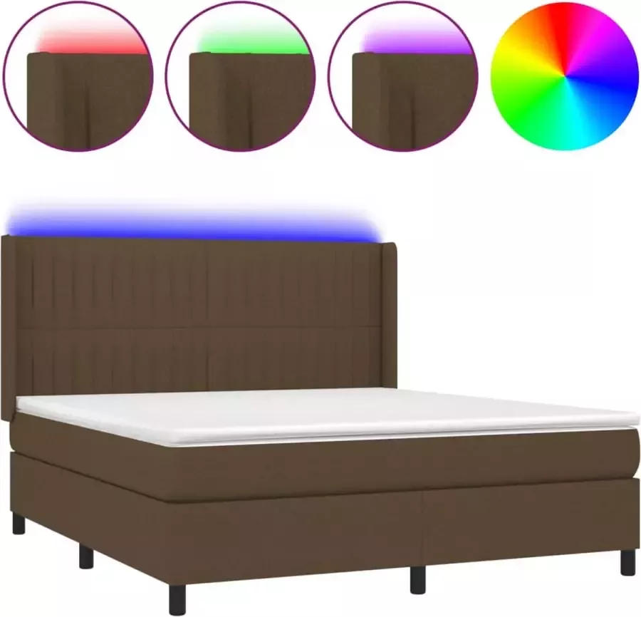 Dolce Vita La Boxspring met matras en LED stof donkerbruin 160x200 cm