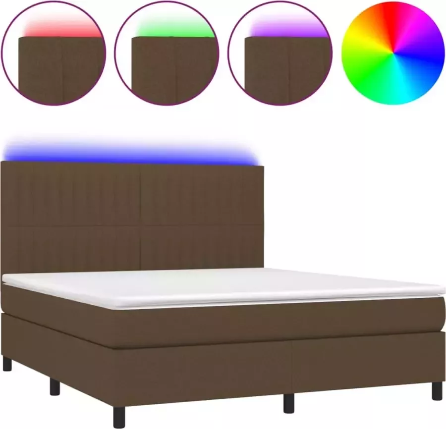 Dolce Vita La Boxspring met matras en LED stof donkerbruin 180x200 cm