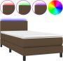 Dolce Vita La Boxspring met matras en LED stof donkerbruin 90x190 cm - Thumbnail 2