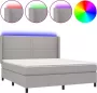 Dolce Vita La Boxspring met matras en LED stof lichtgrijs 160x200 cm - Thumbnail 2