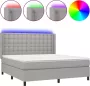 Dolce Vita La Boxspring met matras en LED stof lichtgrijs 160x200 cm - Thumbnail 1