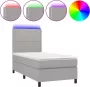 Dolce Vita La Boxspring met matras en LED stof lichtgrijs 80x200 cm - Thumbnail 1