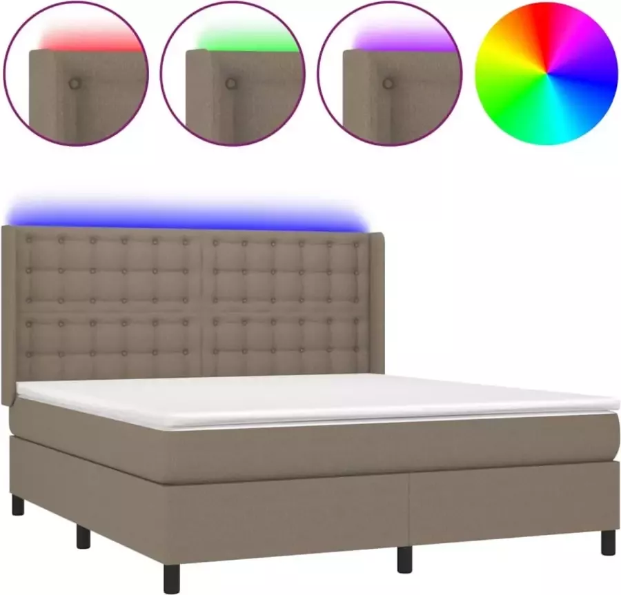 Dolce Vita La Boxspring met matras en LED stof taupe 160x200 cm