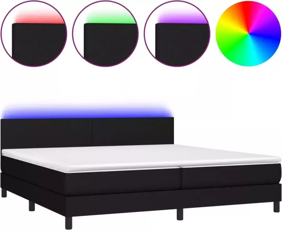 Dolce Vita La Boxspring met matras en LED stof zwart 200x200 cm