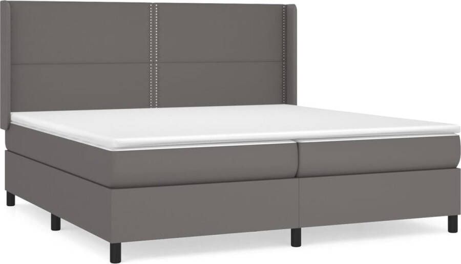 Dolce Vita La Boxspring met matras kunstleer grijs 200x200 cm - Foto 1