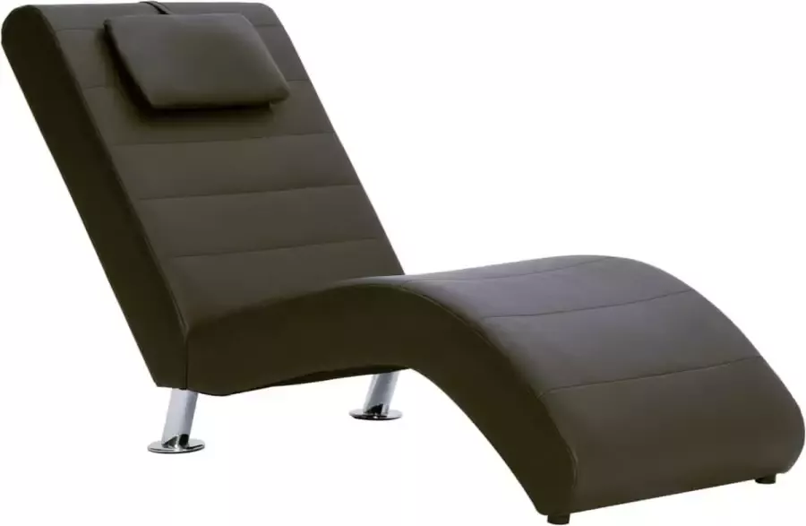 Dolce Vita La Chaise longue met kussen kunstleer bruin