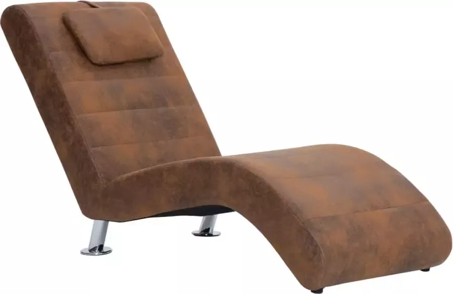 Dolce Vita La Chaise longue met kussen kunstsuède bruin