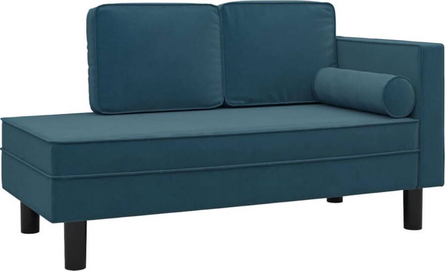 Dolce Vita La Chaise longue met kussens en bolster fluweel blauw