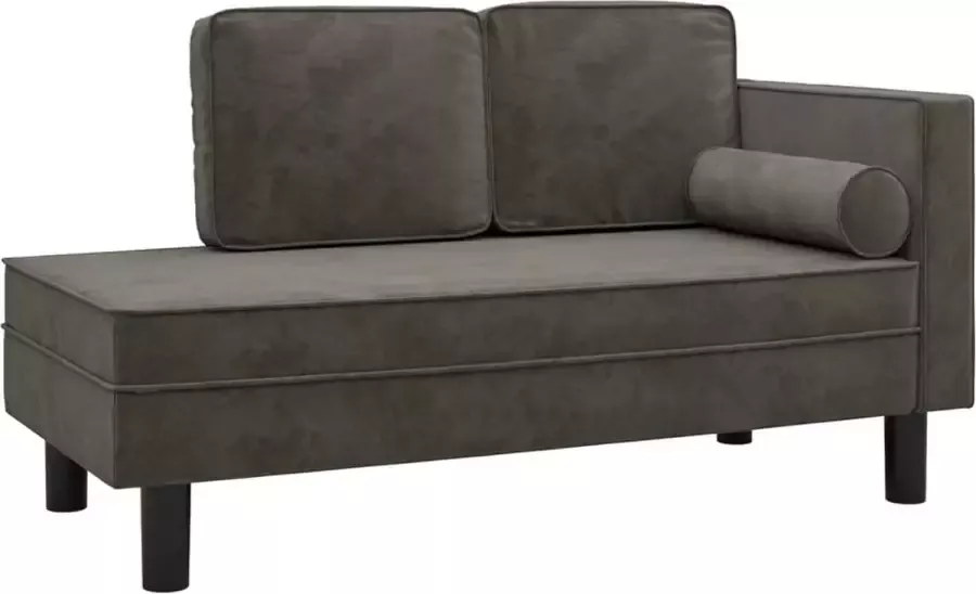 Dolce Vita La Chaise longue met kussens en bolster fluweel donkergrijs