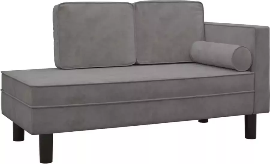 Dolce Vita La Chaise longue met kussens en bolster fluweel lichtgrijs